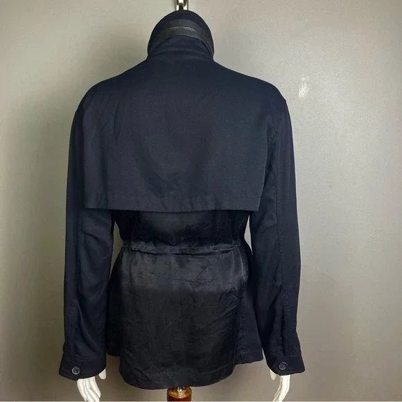 All Saints Finn Jacket women's US 10 UK 14 black long moto trench transitional‎